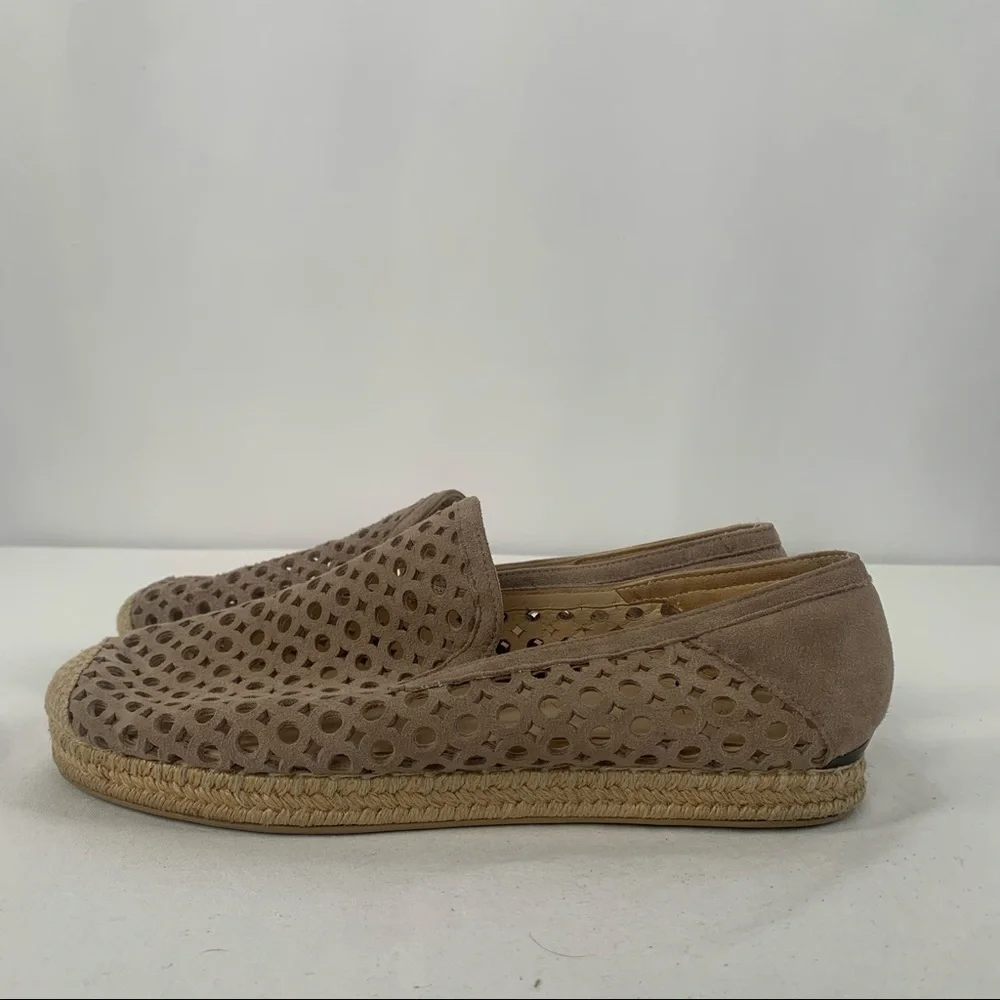 Stuart Weitzman Suede Lasercut‎ Accents Espadrilles Shoes in Taupe Size 7.5